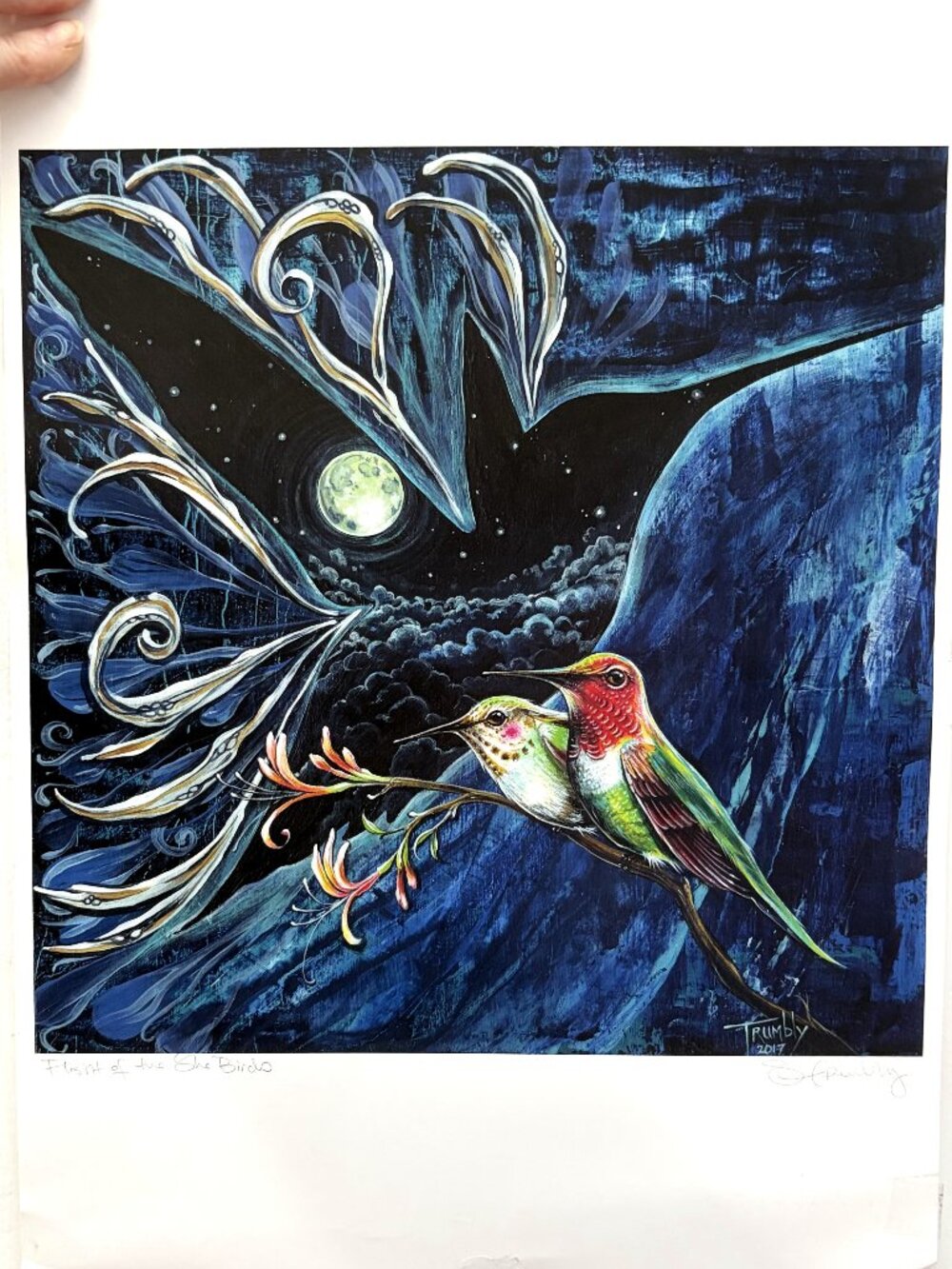 Signed Flight of the She Birds Hummingbird Fine Art Print Eugene Artist